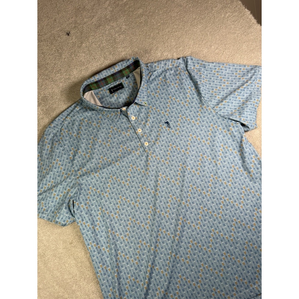 William Murray Golf Performance Polo Shirt Men's XXL Blue Beer All Over Print